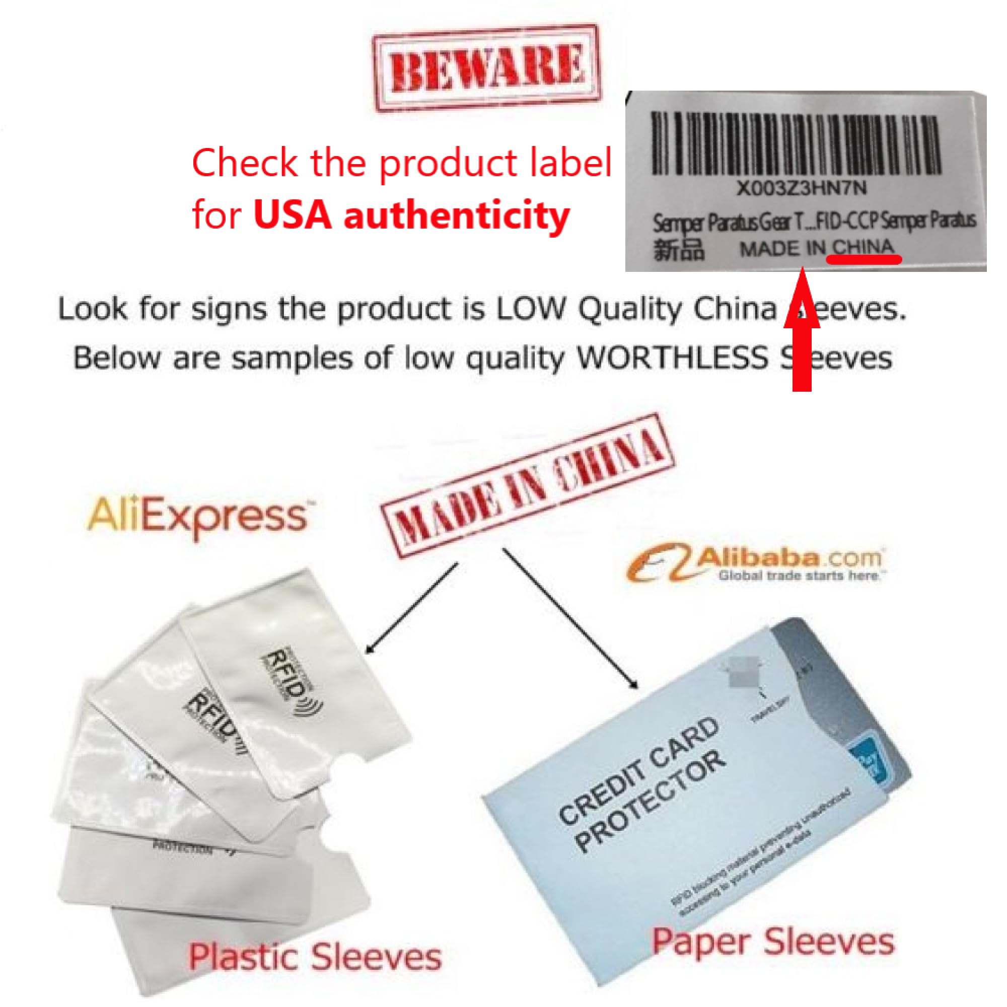 Semper Paratus Gear TYVEK Credit Card Sleeves Protectors 100% MADE IN USA - For Travel wallet or purse. RFID Blocking 13.56 Blank White SPG-TYVEK-RFID-CCP Semper Paratus