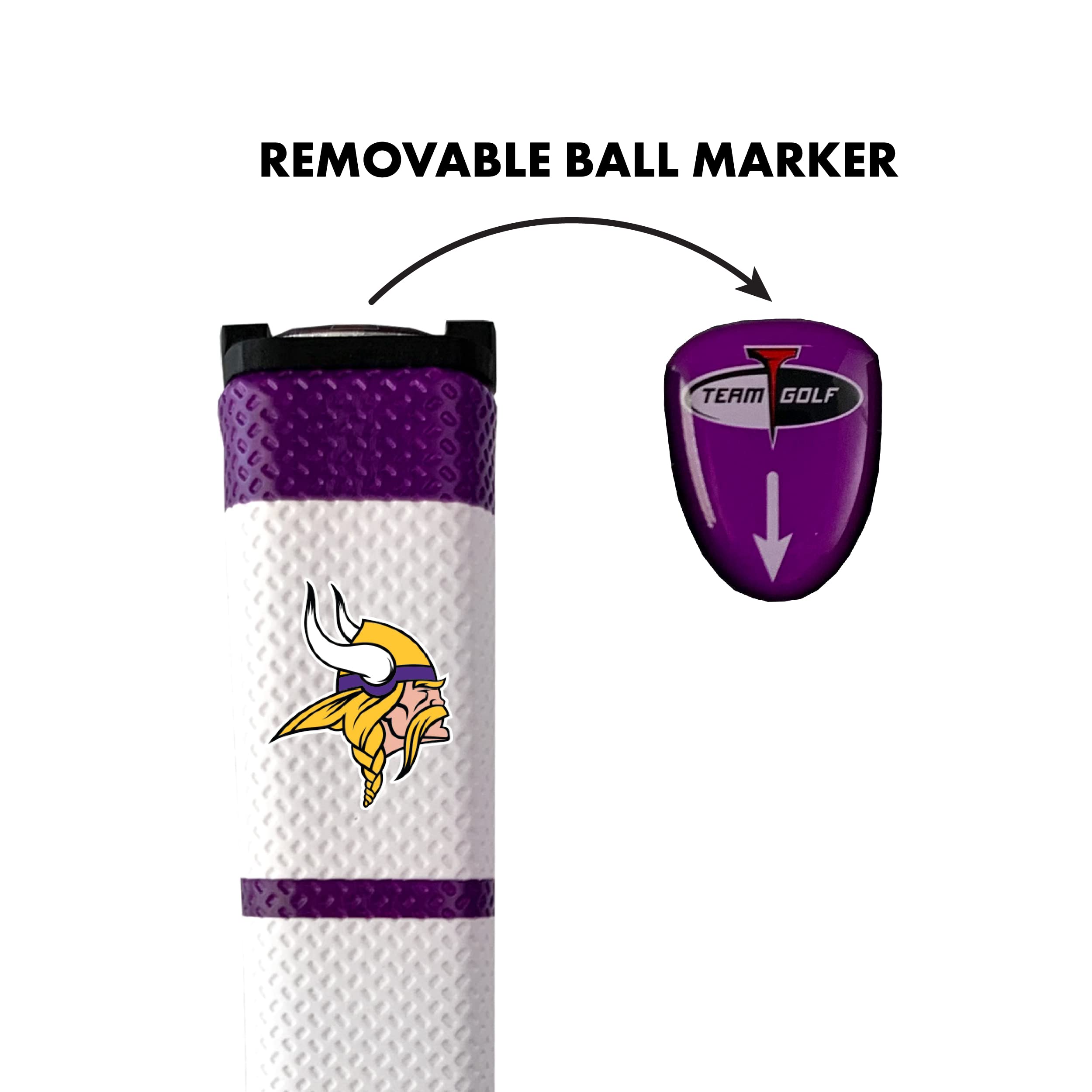 Team Golf NFL Minnesota Vikings Golf Putter Grip NFL Golf Putter Grip (Multi Colored) with Removable Ball Marker, Durable Wide Grip & Easy to Control