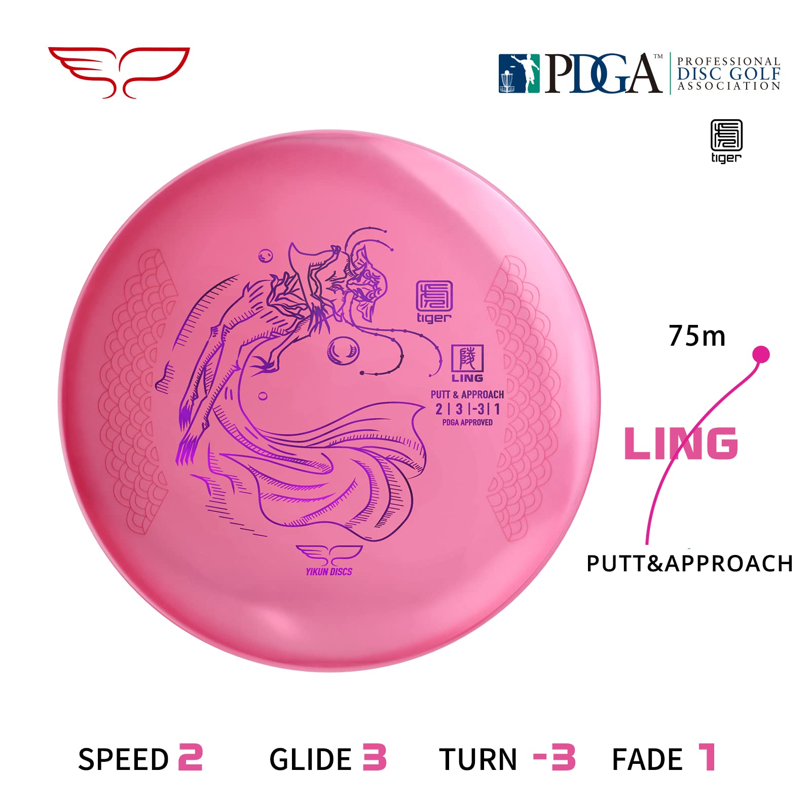 Yikun Professional Disc Golf Putter Putt & Approach 165-170g Straight Flying High Glide Putter Perfect for Outdoor Games and Competition (Pink)