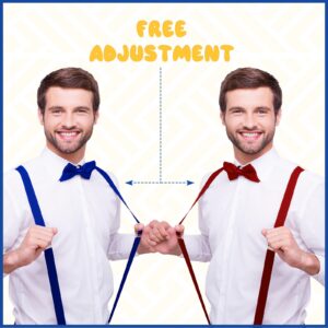 2 Pcs Rainbow Top Clown Hats Adjustable Elastic Y Back Style Suspenders Adjustable Bow Tie for Adults Men Firefighter Women