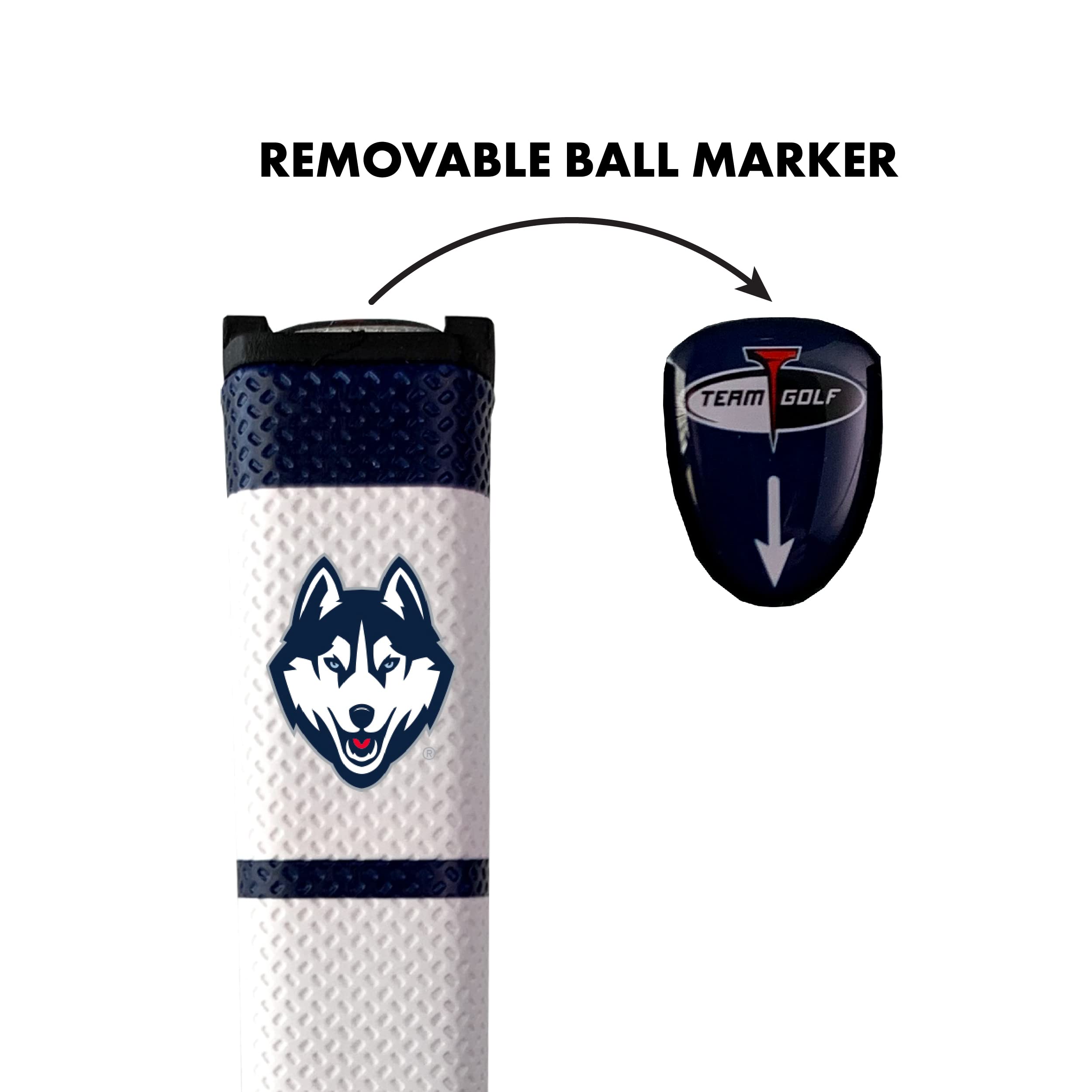 Team Golf NCAA CONNECTICUT Golf Putter Grip Team Golf NCAA Golf Putter Grip (Multi Colored) with Removable Ball Marker, Durable Wide Grip & Easy to Control