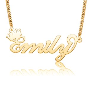 demijewelry custom necklace with name crown 18k gold plated name necklace personalized jewelry birthday gifts for women