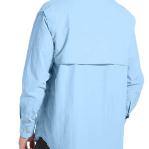 NOMINATE Mens Long Sleeve Fishing Shirts UPF 50+ UV Protection Sun Shirts Quick Drying Hiking Lightweight Blue