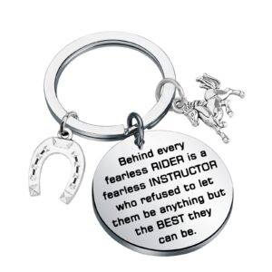 bauna riding instructor thank you key ring behind every fearless rider is a fearless instructor horse coach gift (horse instructor keychain)