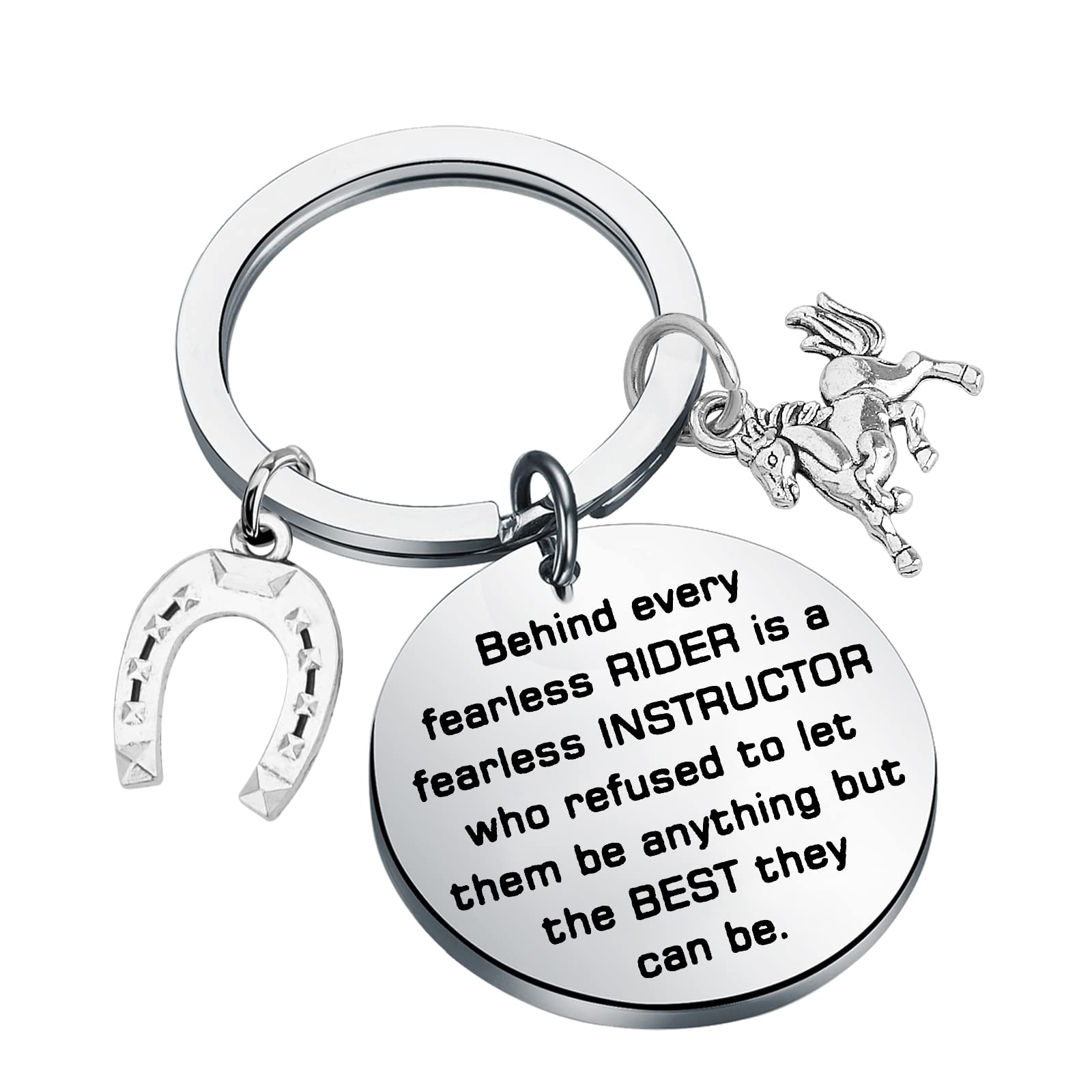 BAUNA Riding Instructor Thank You Key Ring Behind every Fearless Rider is a Fearless Instructor Horse Coach Gift (Horse Instructor Keychain)