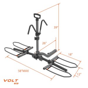 HYPERAX Special Combo - Volt eco with 2 X E-Bike Adapter - Platform Bike Rack for Car, SUV, Trucks, Sedan - for 2" Hitch Fits Up to 2 X 60 lbs Bike with Up to 5" Fat Tires - NO RV USE!