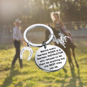 BAUNA Riding Instructor Thank You Key Ring Behind every Fearless Rider is a Fearless Instructor Horse Coach Gift (Horse Instructor Keychain)