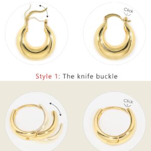 Adoyi 7 Pairs Gold Hoop Earrings Set for Women 14K Gold Plated Chunky Twisted Gold Hoops Set Hypoallergenic Small Big Large Huggie Hoop Earrings Pack for Women Gift Lightweight ball earrings