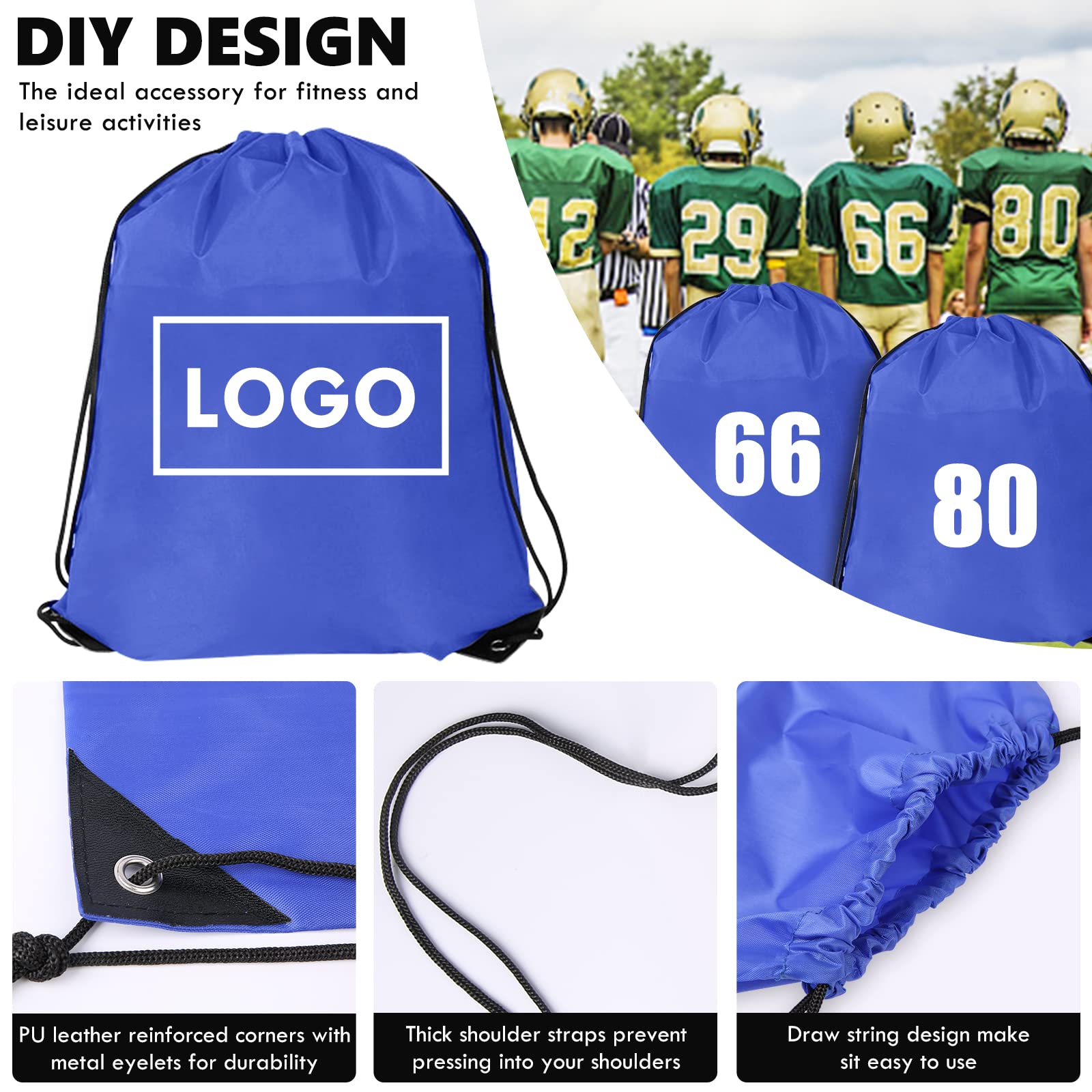 6PCS Drawstring Backpack String Bag Beach Daypack Bags Bulk X-Large Sports Cinch Sack Gym String Bags Machine Washable