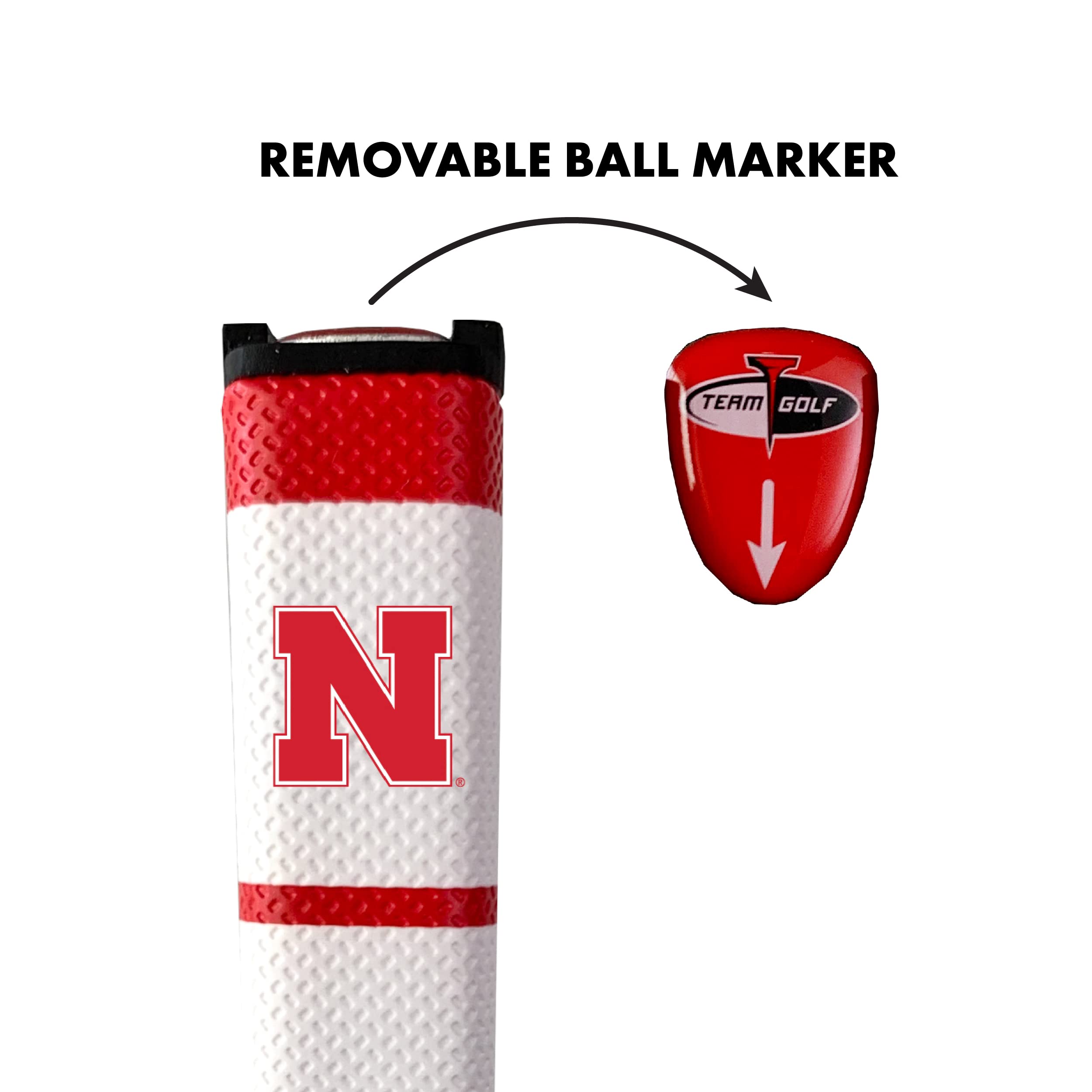 Team Golf NCAA NEBRASKA Golf Putter Grip Team Golf NCAA Golf Putter Grip (Multi Colored) with Removable Ball Marker, Durable Wide Grip & Easy to Control