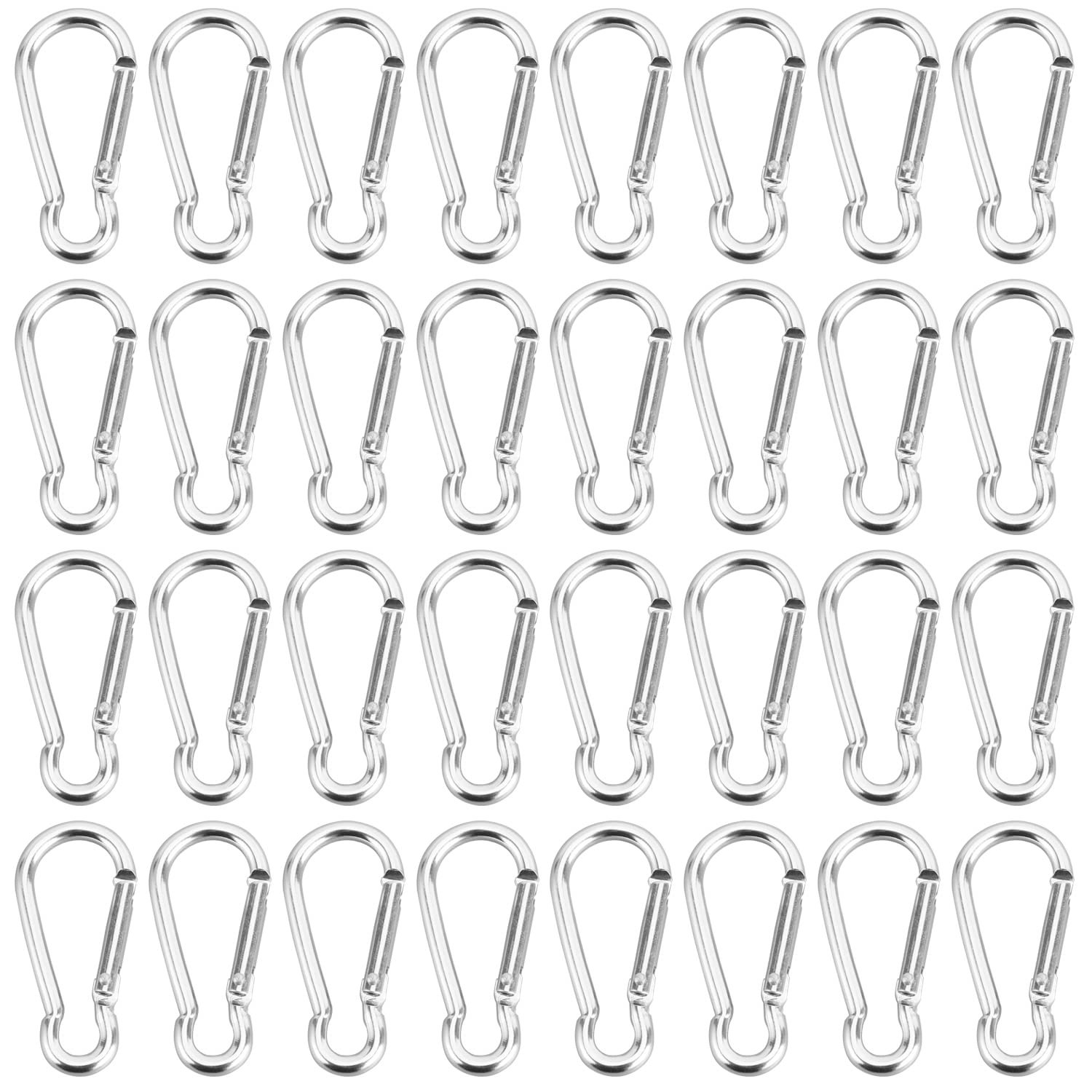 70pcs Small Carabiner Caribeaner Clip 1.9" Aluminum D Shape Buckle Spring Snap Hooks for Outdoor Camping Fishing, Hiking, Traveling, Backpack, Silver