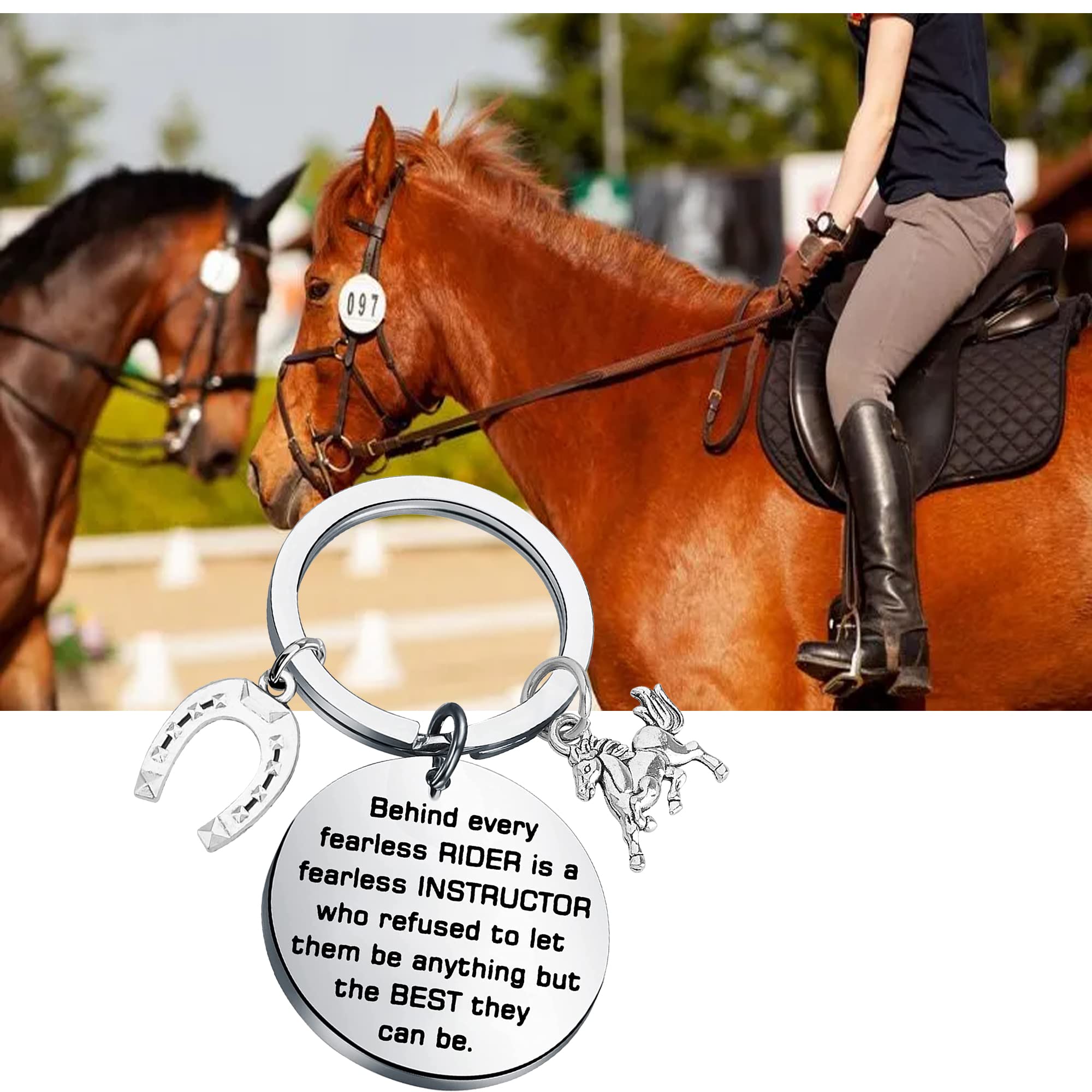 BAUNA Riding Instructor Thank You Key Ring Behind every Fearless Rider is a Fearless Instructor Horse Coach Gift (Horse Instructor Keychain)