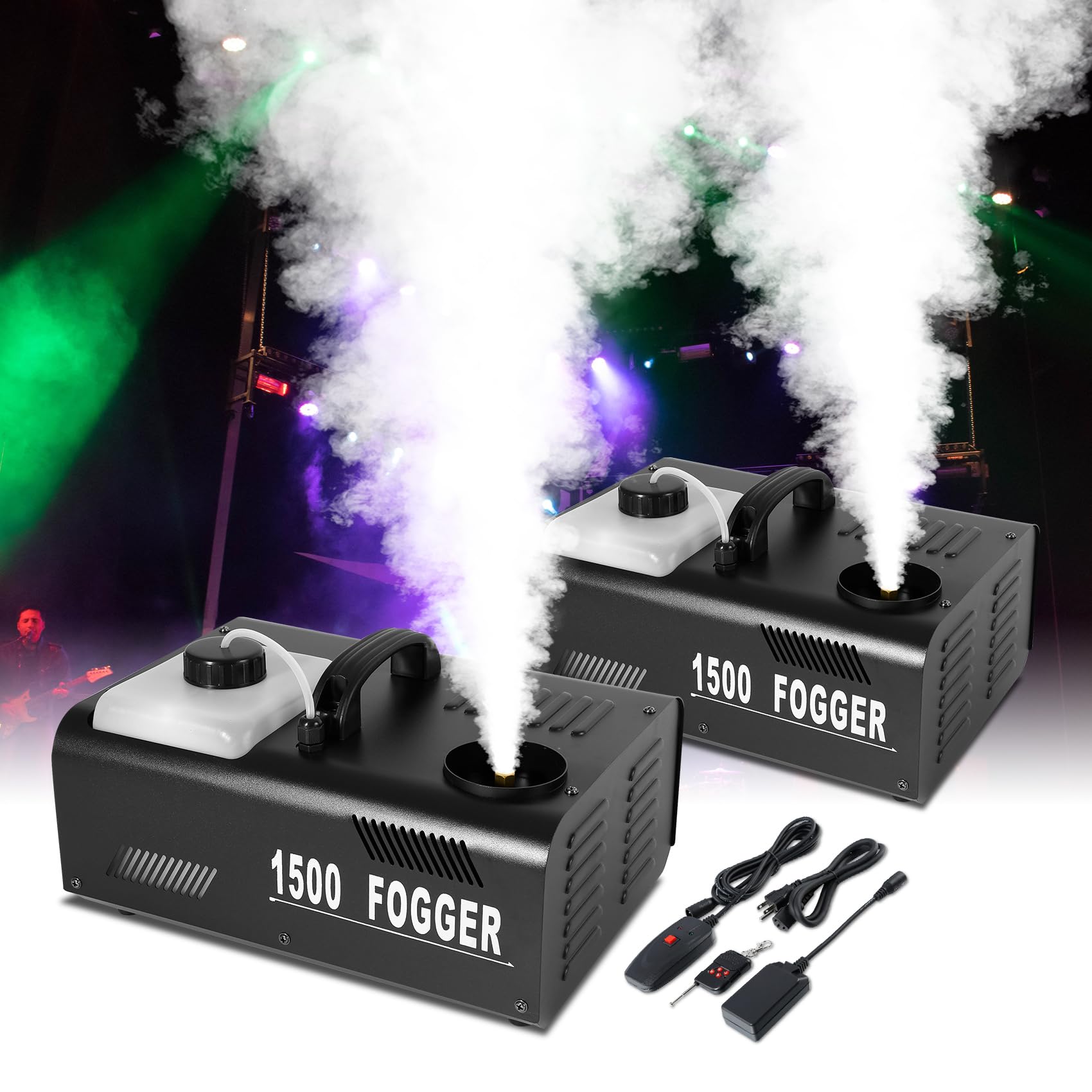 TCFUNDY 1500W Fog Machine 2PCS Vertical Smoke Machine Stage Fogger with Remote control for Halloween Wedding Disco Club Christmas Party DJ Performance