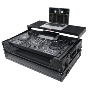 prox xs-xdjrx3wltbl ata flight case for pioneer ddj-rev5 xdj-rx3 dj controller w/laptop shelf, 1u rack space & wheels black