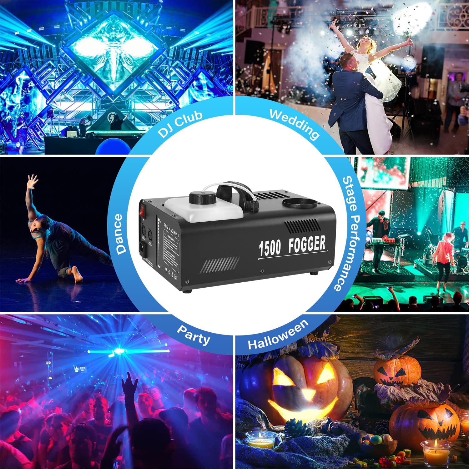 TCFUNDY 1500W Fog Machine 2PCS Vertical Smoke Machine Stage Fogger with Remote control for Halloween Wedding Disco Club Christmas Party DJ Performance