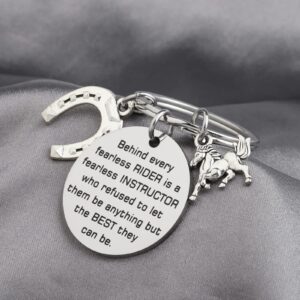 BAUNA Riding Instructor Thank You Key Ring Behind every Fearless Rider is a Fearless Instructor Horse Coach Gift (Horse Instructor Keychain)