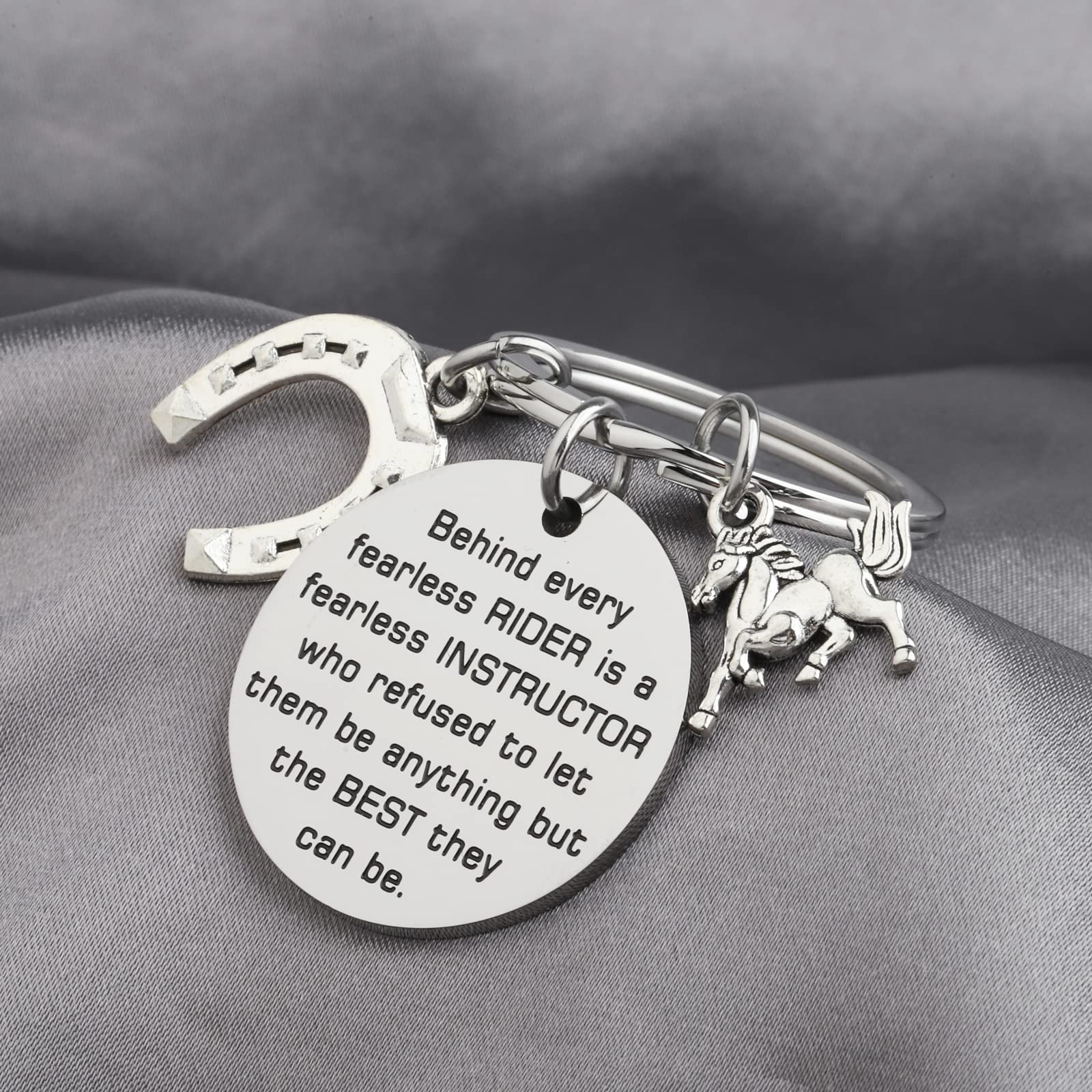 BAUNA Riding Instructor Thank You Key Ring Behind every Fearless Rider is a Fearless Instructor Horse Coach Gift (Horse Instructor Keychain)