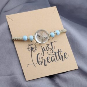 WUSUANED Dandelion Seeds Adjustable Bracelet With Message Card Make A Wish Dandelion Inspirational Good Luck Gift For Women (Dandelion Seed Bracelet With Card)