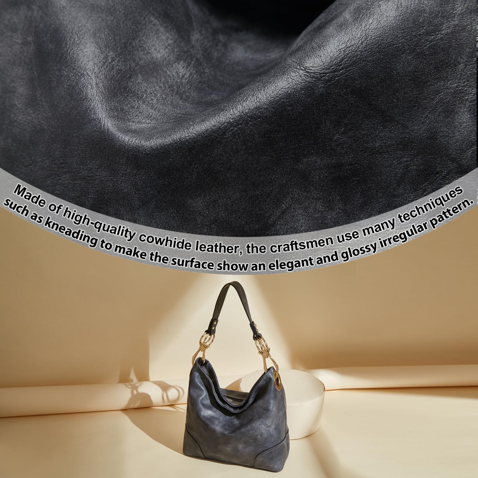 FOXLOVER Shoulder Hobo Handbags for Women Faux Leather Large Capacity Bucket Tote Bag Minimalist Style