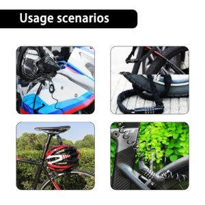 Bike Cable Lock, 5 Digit Combination Anti-Theft Portable Bicycle Lock,Hardened Steel Mini Bicycle Lock for Helmets, Bicycles, Luggage, Backpacks, Electric Scooter, Strollers etc.