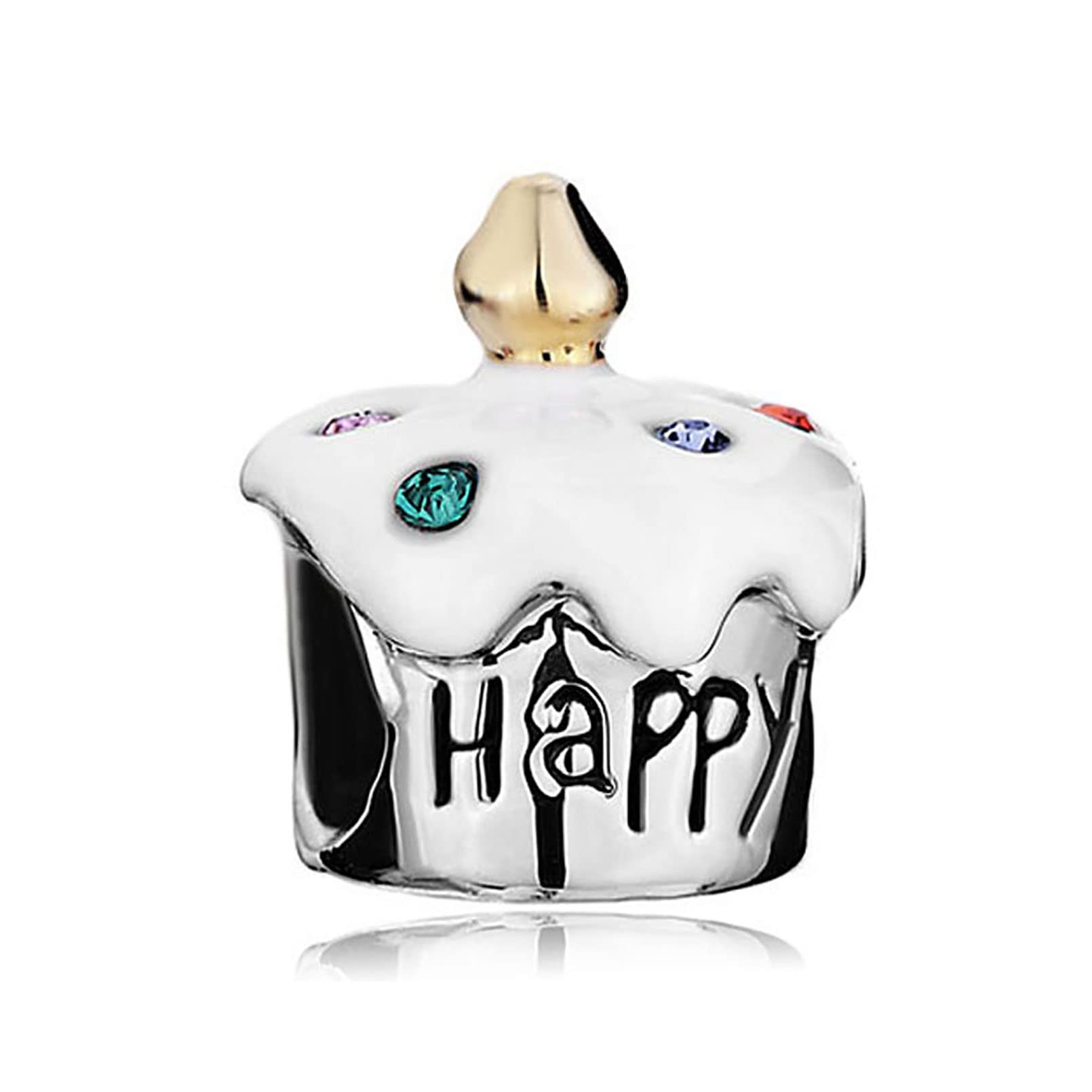 Chili Jewelry Happy Birthday Cream Cake Charm Compatible With Pandora Charms Bracelets