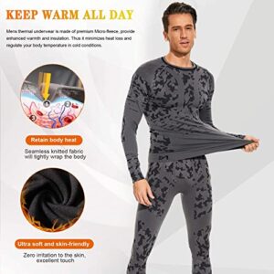 MeetHoo Men's Thermal Underwear Set Seamless Compression Base Layer Winter Gear Sports Long Johns Bottoms, Black, Large