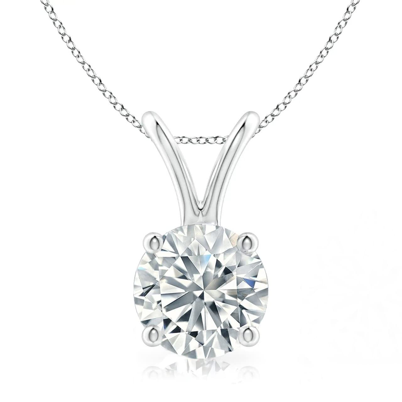 The Diamond Deal 1.00ct (1.00Cttw) Carat Round Brilliant Solitaire Natural Diamond Solitaire Pendant Necklace For Women Girls infants in 14k White Gold With 18" Gold Chain