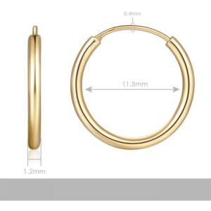 14K Gold Hoop Earrings for Women, Small Gold Hoop Earrings, Hypoallergenic and Lightweight Gold Huggie Earrings (12mm)