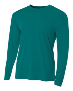 apparel globe men's cooling performance long sleeve t-shirt, teal, x-large