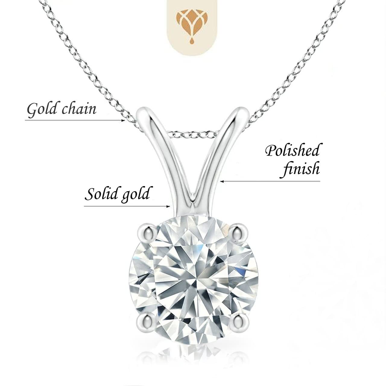 The Diamond Deal 1.00ct (1.00Cttw) Carat Round Brilliant Solitaire Natural Diamond Solitaire Pendant Necklace For Women Girls infants in 14k White Gold With 18" Gold Chain