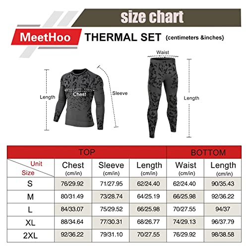 MeetHoo Men's Thermal Underwear Set Seamless Compression Base Layer Winter Gear Sports Long Johns Bottoms, Black, Large