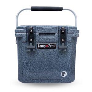 camp-zero 12l-12.6 quart portable hard cooler ice chest, perfect for drinks, lunch, beach, picnics, boating, camping and travel with 2 molded-in cup holders and folding aluminum handle