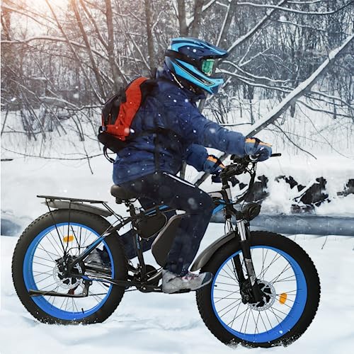 Geartist (US in Stock) Smlro XDC600 Plus Electric Bicycle 2000W Dual Motor 35MPH Ebike 48V 22.4Ah Mountain Snow E Bike 26" Fat Tire 21 Speed MTB for Trail Riding Excursion Commute (Black Blue)