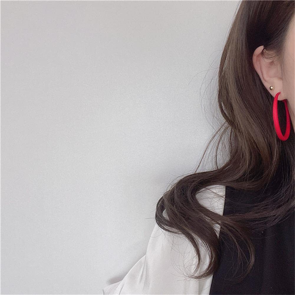 Colorful Matte Hoop Earrings 80s Hoop Earring Retro Earrings Neon Earrings Bright Fluorescence Round Hoop Earings for Women (red)