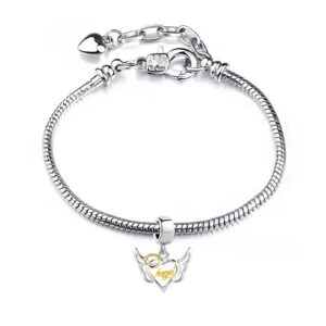 Chili Jewelry Gold Guardian Angel Charm Compatible With Pandora Charms Bracelets