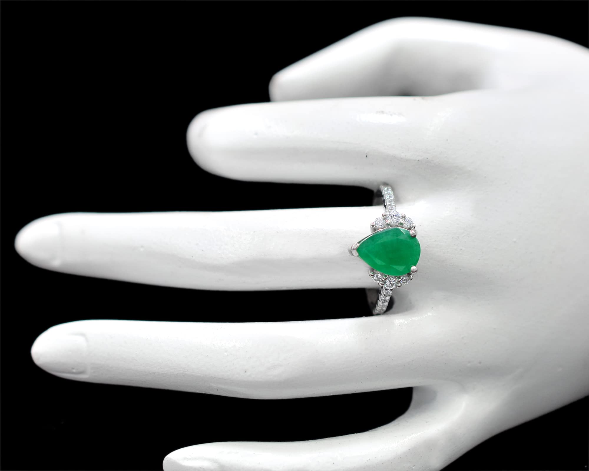 Natural 11X8 MM Green Emerald Gemstone Ring 925 Sterling Silver May Birthstone Art Deco Ring Women Engagement Ring Wedding Gift For Her (Sterling Silver, 11.25 US)