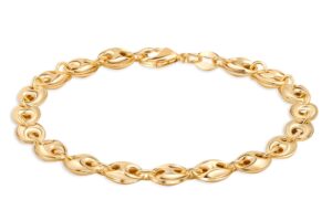 barzel 18k gold plated puff mariner bracelet, 7.5 inches - made in brazil