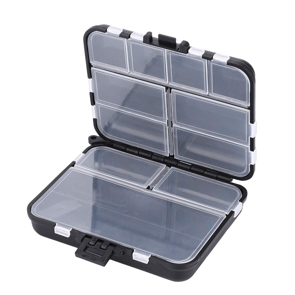 BORDSTRACT Fishing Tackle Boxes, 26 Slots Black Plastic Fishing Lures Baits Storage Box, Organizing Case for Lures, Baits, Jigs, and Other Fishing Accessories