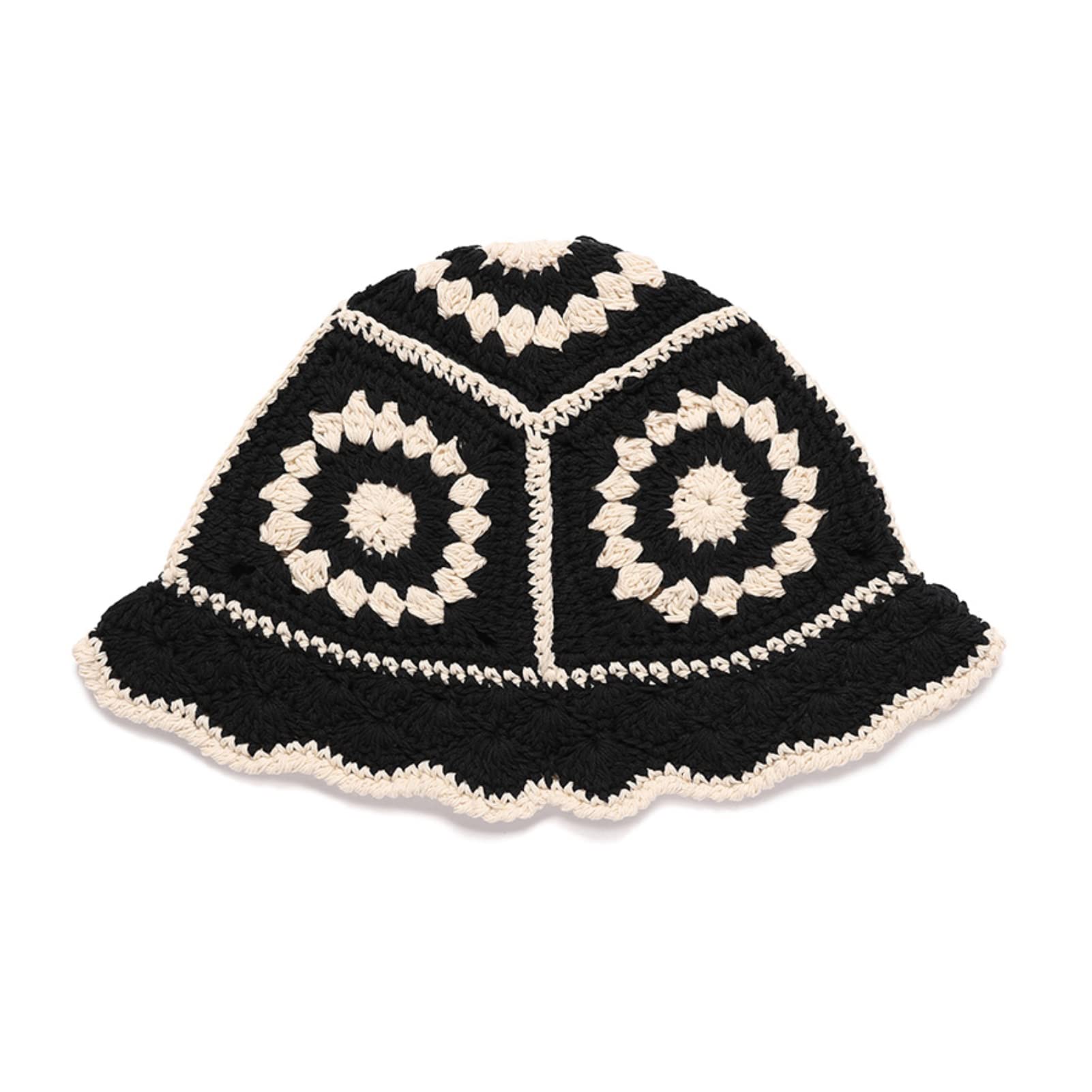 JiaTL WeyJia Knit Bucket Hat for Women Handmade Crochet Foldable Floppy Hat Fashion Cute Comfy and Casual (B-Black)