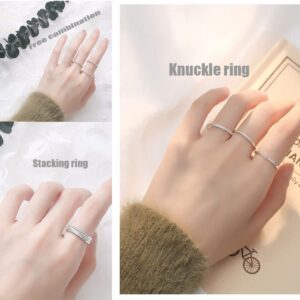 LuckyAmor Stainless Steel Rings for Women Stacking Rings, Silver 1.5mm Thin Knuckle Ring A variety of styles Rings Set Midi Ring Size 5 6 7 8 9 10 (10, 3 pcs-Silver)