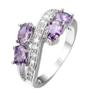 Set Fine Luxury Ring Spinel Sparkling Jewelry for Women Blue Delicate Set Jewelry Rings Costume Jewelry Rings (Purple, 08)