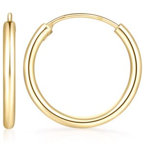 14K Gold Hoop Earrings for Women, Small Gold Hoop Earrings, Hypoallergenic and Lightweight Gold Huggie Earrings (12mm)