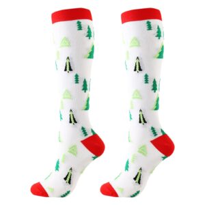 Hotfiary Christmas Compression Socks 20-30 mmHg for Women & Men, 3 Pack Novelty Christmas Stocking for Athletic Running Cycling