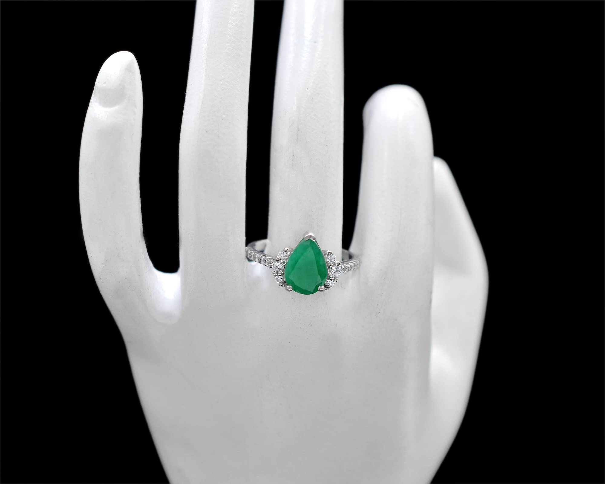 Natural 11X8 MM Green Emerald Gemstone Ring 925 Sterling Silver May Birthstone Art Deco Ring Women Engagement Ring Wedding Gift For Her (Sterling Silver, 11.25 US)