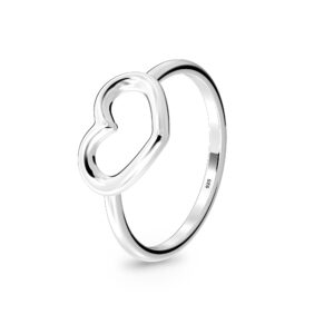 LeCalla 925 Sterling Silver Open Heart Ring for Teen Hypoallergenic High Polish Rings for Women Size - 5