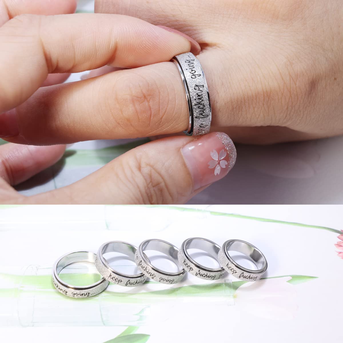 LuckyAmor Fidget Rings Women for Anxiety Rings:Stainless Steel Fidget Rings for Men Spinner Ring Personalized Inspirational Fidget Ring for Anxiety Rings