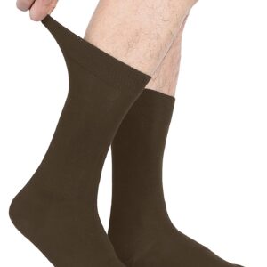 BampooPanPa Men's Max Cushioned Crew Socks, 4 Pair Comfortable Crew Men Socks, Seamless Stretchy Casual Sports Socks, Brown(4 Pairs),9-11