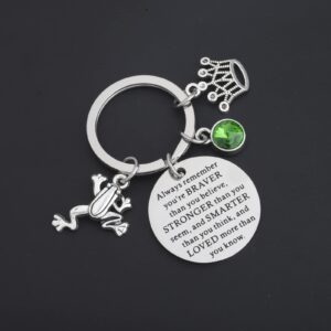 WSNANG Frog Inspired Gift You Are Braver Stronger Smarter Than You Think Keychain (P Frog Always KC)