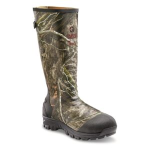 guide gear men's ankle fit camo hunting insulated rubber boots waterproof muck rain shoes, 1,600-gram mossy oak country dna 10d (medium)