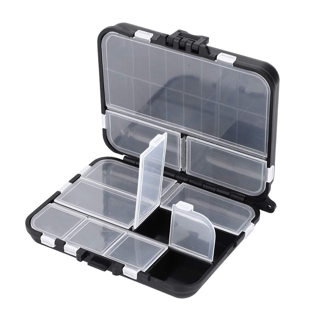 BORDSTRACT Fishing Tackle Boxes, 26 Slots Black Plastic Fishing Lures Baits Storage Box, Organizing Case for Lures, Baits, Jigs, and Other Fishing Accessories